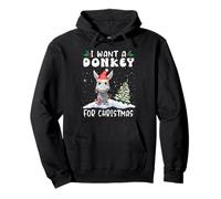I Want A Donkey for Christmas Santa Hat Funny Xmas Felpa con Cappuccio