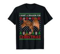 I Want A Dragon for Christmas Brutto Maglione di Natale Ragazzi Maglietta