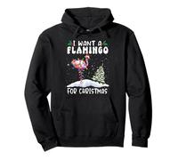 I Want A Flamingo for Christmas Santa Hat Funny Xmas Felpa con Cappuccio