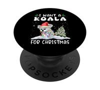 I Want A Koala For Christmas Santa Hat Funny Xmas PopSockets PopGrip Adesivo