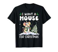 I Want A Mouse for Christmas Santa Hat Funny Xmas Maglietta