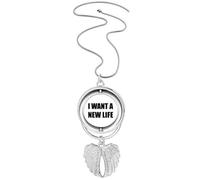 I Want A New Life - Collana con ciondolo a forma di ali d'angelo, stile art déco, con