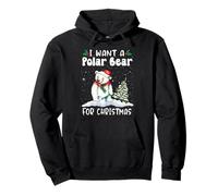 I Want A Polar Bear for Christmas Santa Hat Funny Xmas Felpa con Cappuccio