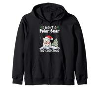 I Want A Polar Bear for Christmas Santa Hat Funny Xmas Felpa con Cappuccio