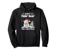 I Want A Polar Bear for Christmas Santa Hat Funny Xmas Felpa con Cappuccio