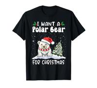 I Want A Polar Bear for Christmas Santa Hat Funny Xmas Maglietta