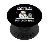 I Want A Polar Bear For Christmas Santa Hat Funny Xmas PopSockets PopGrip Adesivo