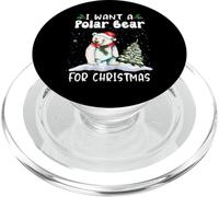 I Want A Polar Bear For Christmas Santa Hat Funny Xmas PopSockets PopGrip per MagSafe