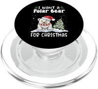 I Want A Polar Bear For Christmas Santa Hat Funny Xmas PopSockets PopGrip per MagSafe
