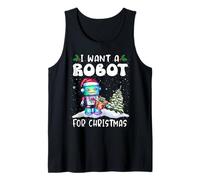 I Want A Robot for Christmas Santa Hat Funny Xmas Canotta
