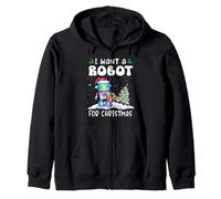 I Want A Robot for Christmas Santa Hat Funny Xmas Felpa con Cappuccio