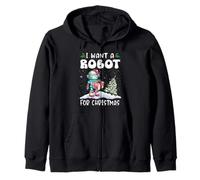 I Want A Robot for Christmas Santa Hat Funny Xmas Felpa con Cappuccio