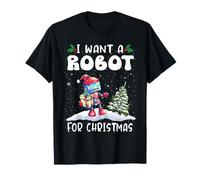 I Want A Robot for Christmas Santa Hat Funny Xmas Maglietta