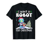 I Want A Robot for Christmas Santa Hat Funny Xmas Maglietta