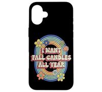 I Want Fall Candles All Year Vintage Autunno Halloween Lover Custodia per iPhone 16 Plus