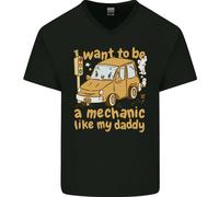 I Want To Be Un Meccanico Come il Mio Papà Uomo Scollo A V Cotone T-Shirt