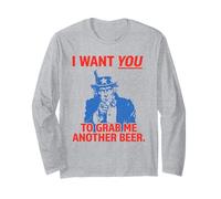I Want You to Grab Me Another Beer Funny Uncle Sam USA Maglia a Manica