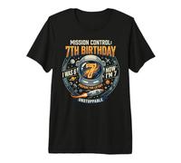 I Was 6 Now Im 7 Astronaut Outer Space Birthday Kids Gear Maglietta Premium