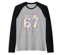 I Was 6 Now I'm 7 Birthday Easter Day Boys Kids 67 Meme Maglia con Maniche Raglan
