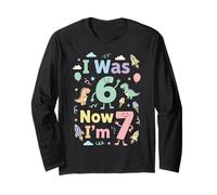 I Was 6 Now I'm 7 Cute 7th Birthday Party Fun Girls Boys Kid Maglia a Manica