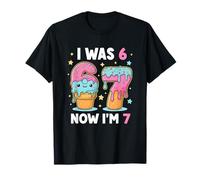 I Was 6 Now I'm 7 Cute Ice Cream 7th Funny Birthday for Kids Maglietta