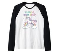 I Was 6 Now I'm 7 Cute Unicorn Rainbow Design Maglia con Maniche Raglan