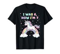 I Was 6 Now I'm 7 Cute Unicorn Rainbow Design Maglietta