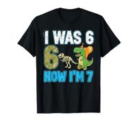 I Was 6 Now I'm 7 Dinosaur Birthday Apparel for Kids Maglietta