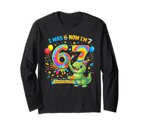 I Was 6 Now I'm 7 Dinosaur Birthday Awesome Since 2019 Maglia a Manica