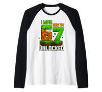 I Was 6 Now I'm 7 Gioco Pixel Sbloccato Regalo per Ragazzi Kid Maglia con Maniche Raglan