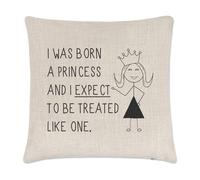 I Was Born A Principessa Lino Copricuscino - Cuscino Divertente da Ragazza