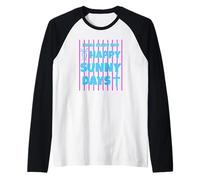 I Was Made for Happy Sunny Days - Fiocco a Righe Rosa Maglia con Maniche Raglan