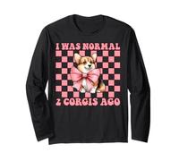 I Was Normal 2 Corgis Ago Corgi Dog Girl Mom Coquette Bow Maglia a Manica