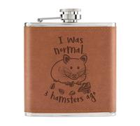 I Was Normal 3 Hamsters Ago 170ml pelle Sintetica Hip Flask Marroncino - Funny
