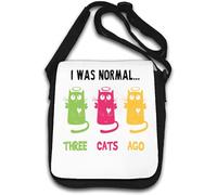 I Was Normal Three Cats Ago Cute Heart Kittens Borsa a tracolla bianca