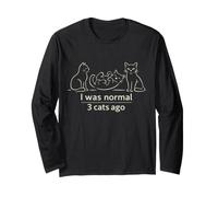 I Was Normal Three Cats Ago Minimal Line Art Cat Lover Maglia a Manica