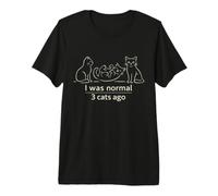 I Was Normal Three Cats Ago Minimal Line Art Cat Lover Maglietta Premium