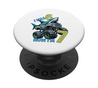 I was Six Now I'm Seven Shark 67 Meme 7th Birthday Boys Kids PopSockets PopGrip Adesivo