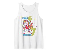 I Was Six Now I'm Seven Unicorn 67 Meme 7th Birthday Boys Canotta