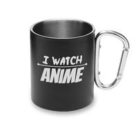 I Watch Anime Life Style Otaku Otome Tazza in Metallo Moschettone Maniglia Tazza da Campeggio