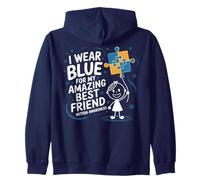 I Wear Blue For My Best Friend Autism Felpa con Cappuccio