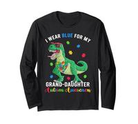 I Wear Blue For My Granddaughter Autism Dino Nonno Nonna Maglia a Manica