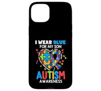I wear Blue For My Son Autism Awareness Mom Dad Parents Custodia per iPhone 15 Plus