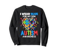 I wear Blue For My Son Autism Awareness Mom Dad Parents Felpa