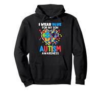 I wear Blue For My Son Autism Awareness Mom Dad Parents Felpa con Cappuccio
