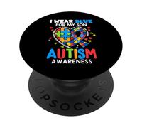 I wear Blue For My Son Autism Awareness Mom Dad Parents PopSockets PopGrip Adesivo