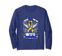 I Wear Blue for My Wife Boho Rainbow Autism Awareness Day Maglia a Manica