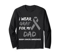 I Wear Gray for My Dad Brain Cancer Awareness Ribbon Family Maglia a Manica