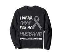 I Wear Gray for My Husband Brain Cancer Awareness Ribbon Felpa