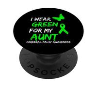 I Wear Green For My Aunt Cerebral Palsy Ribbon PopSockets PopGrip Adesivo